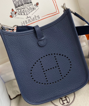 에르메스 미니 에블린16 블루뉘 인디고 은장